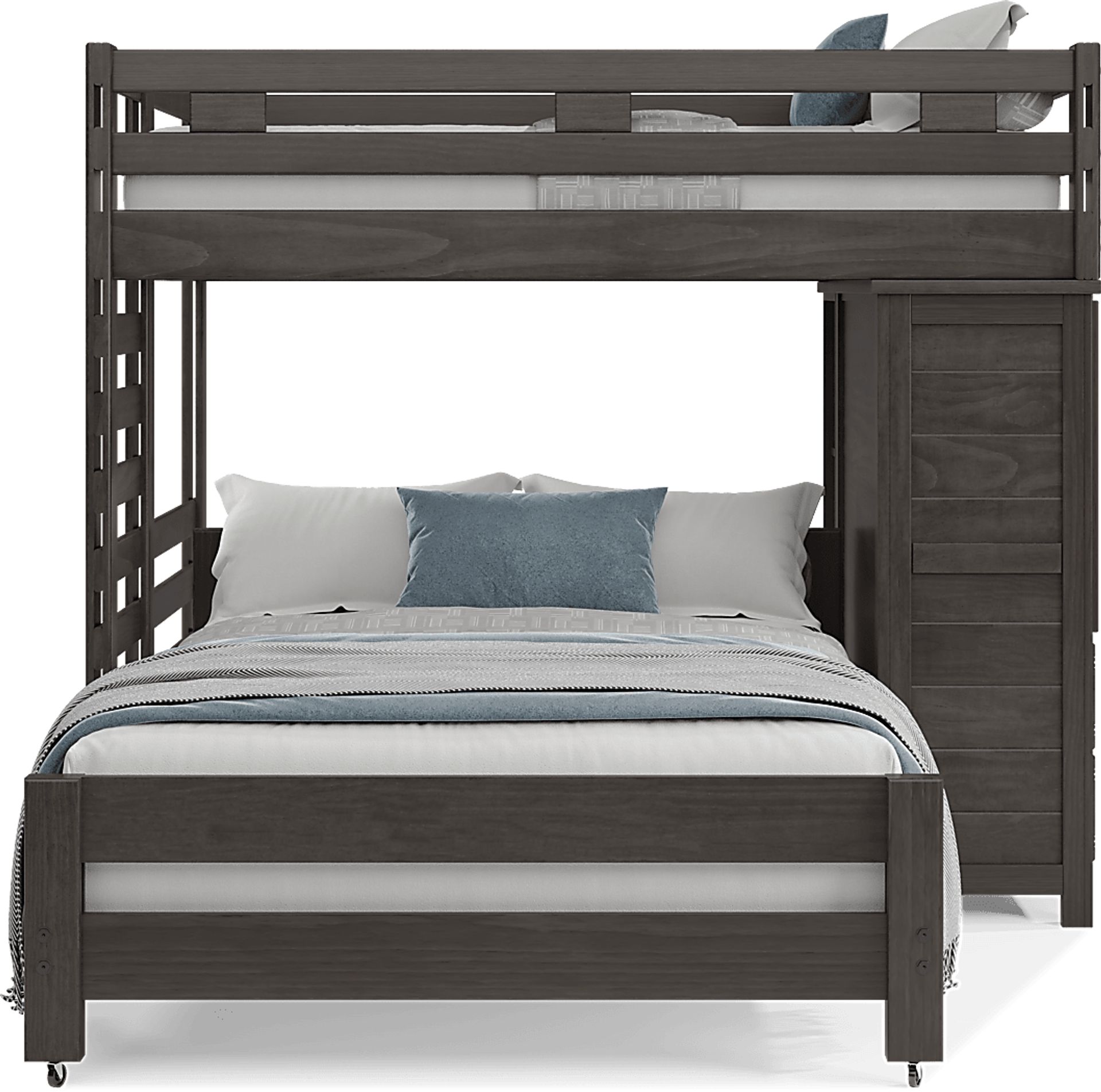 Kids Creekside 2.0 Charcoal Full/Full Loft with Loft Chest and Bookcase - Image 2