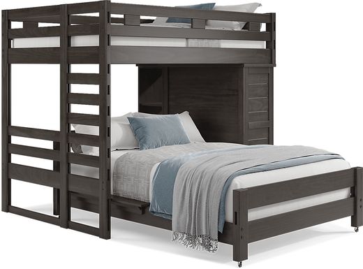 Kids Creekside 2.0 Charcoal Full/Full Loft with Loft Chest and Bookcase