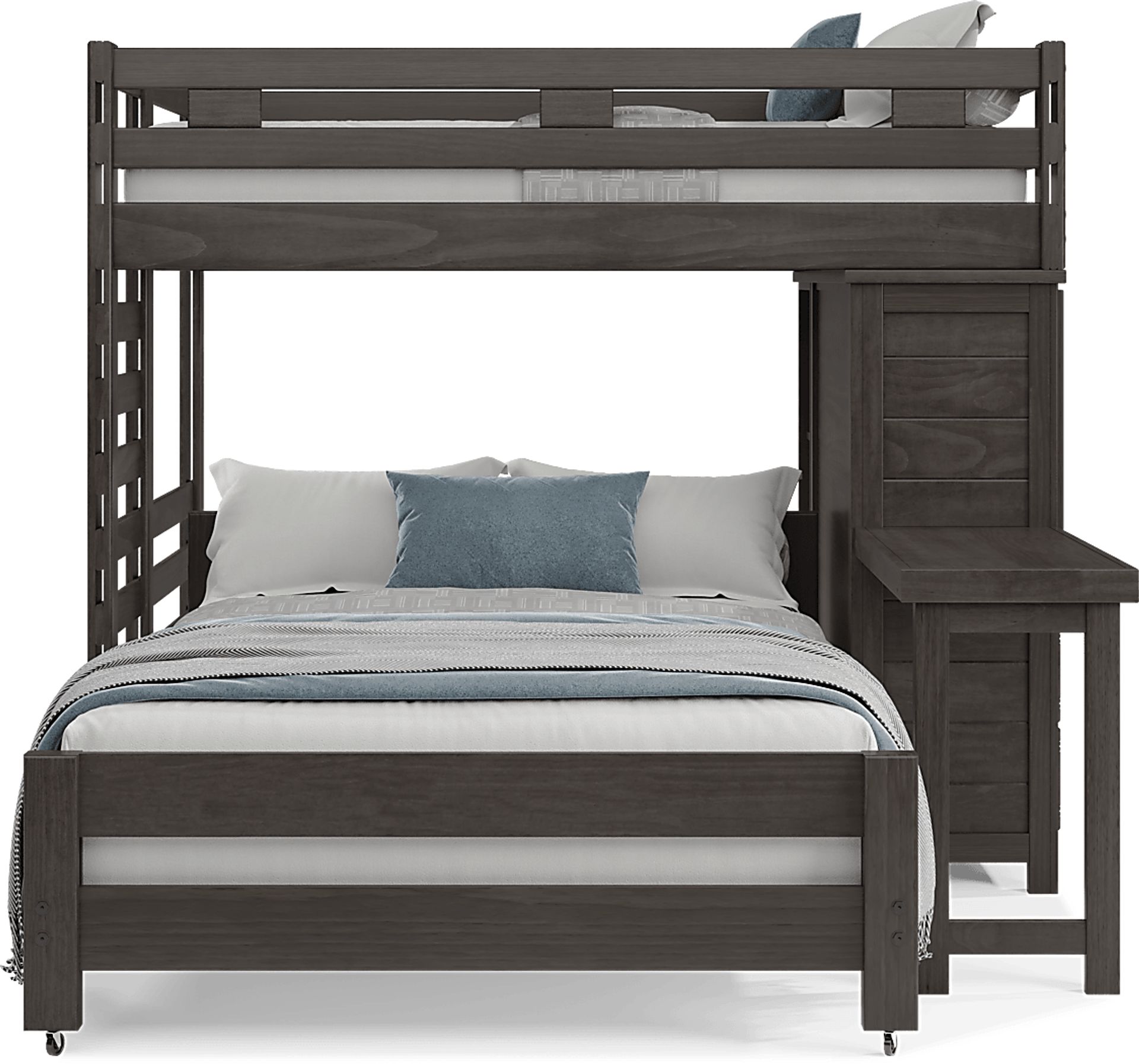 Kids Creekside 2.0 Charcoal Full/Full Loft with Loft Chest, Bookcase and Desk Attachment - Image 2