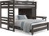 Kids Creekside 2.0 Charcoal Full/Full Loft with Loft Chest, Bookcase and Desk Attachment