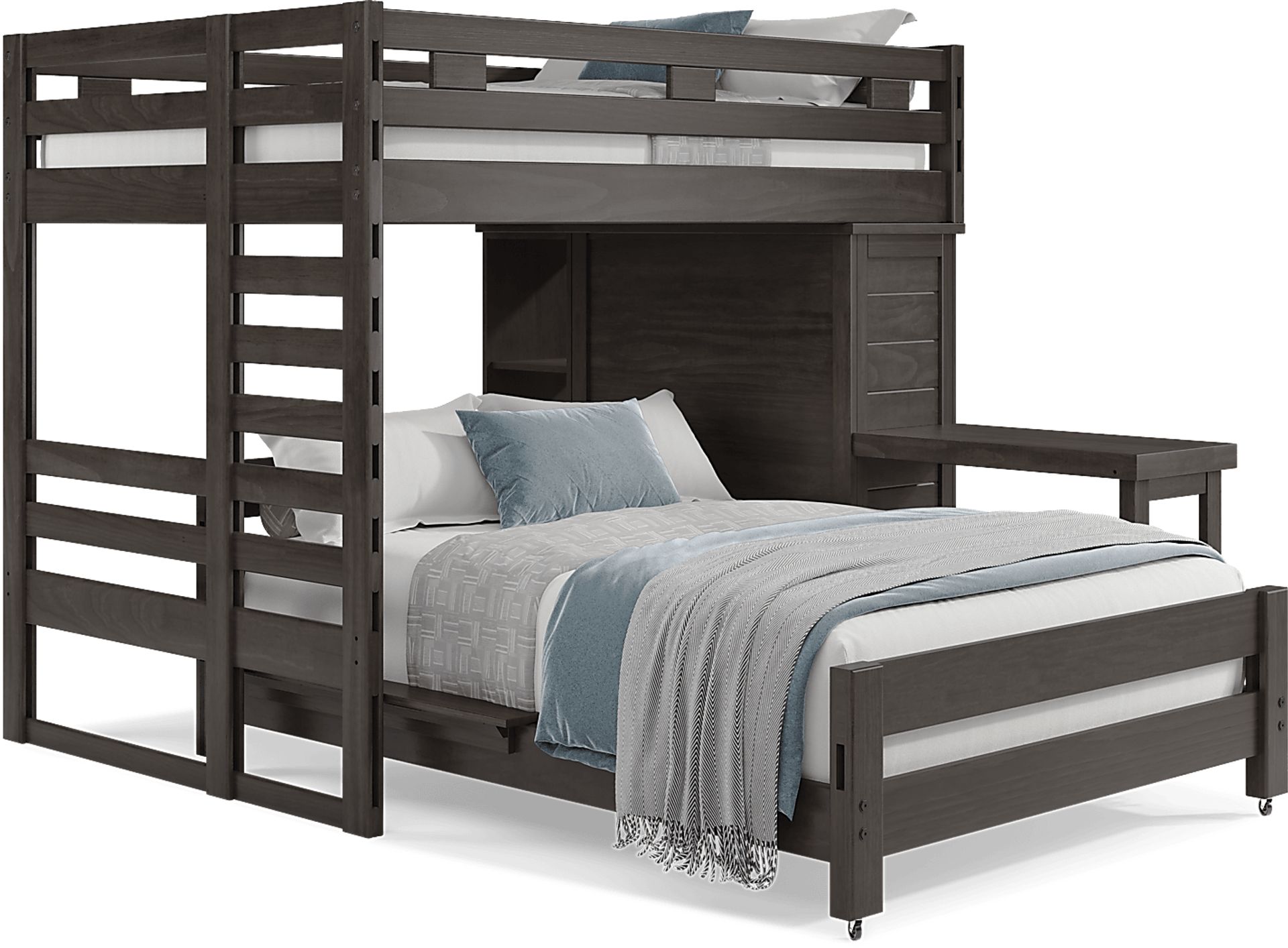 Kids Creekside 2.0 Charcoal Full/Full Loft with Loft Chest, Bookcase and Desk Attachment - Image 1