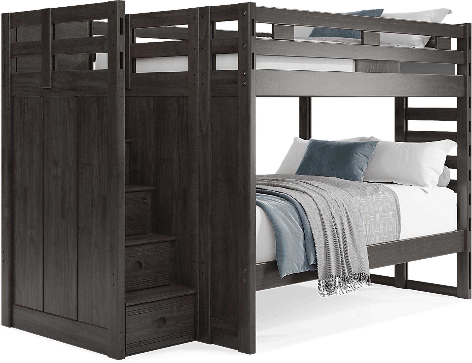 Kids Creekside 2.0 Charcoal Full/Full Step Bunk Bed - Image 1