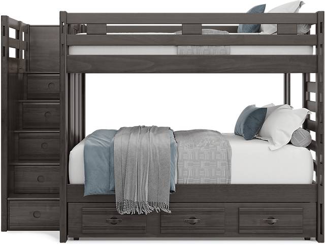 Kids Creekside 2.0 Charcoal Full/Full Step Bunk with Twin Storage Trundle - Thumbnail - Image 2
