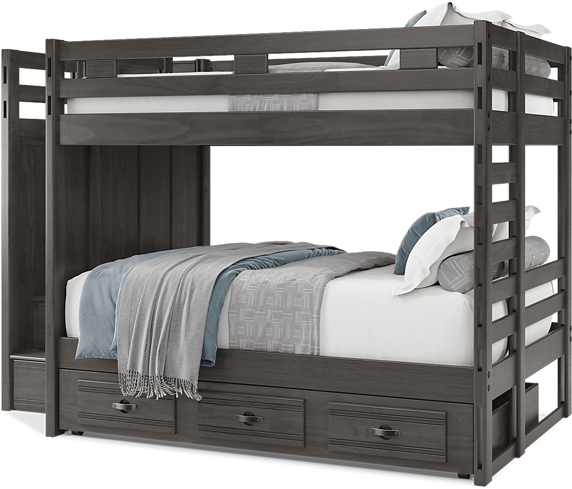 Kids Creekside 2.0 Charcoal Full/Full Step Bunk with Twin Storage Trundle - Image 3