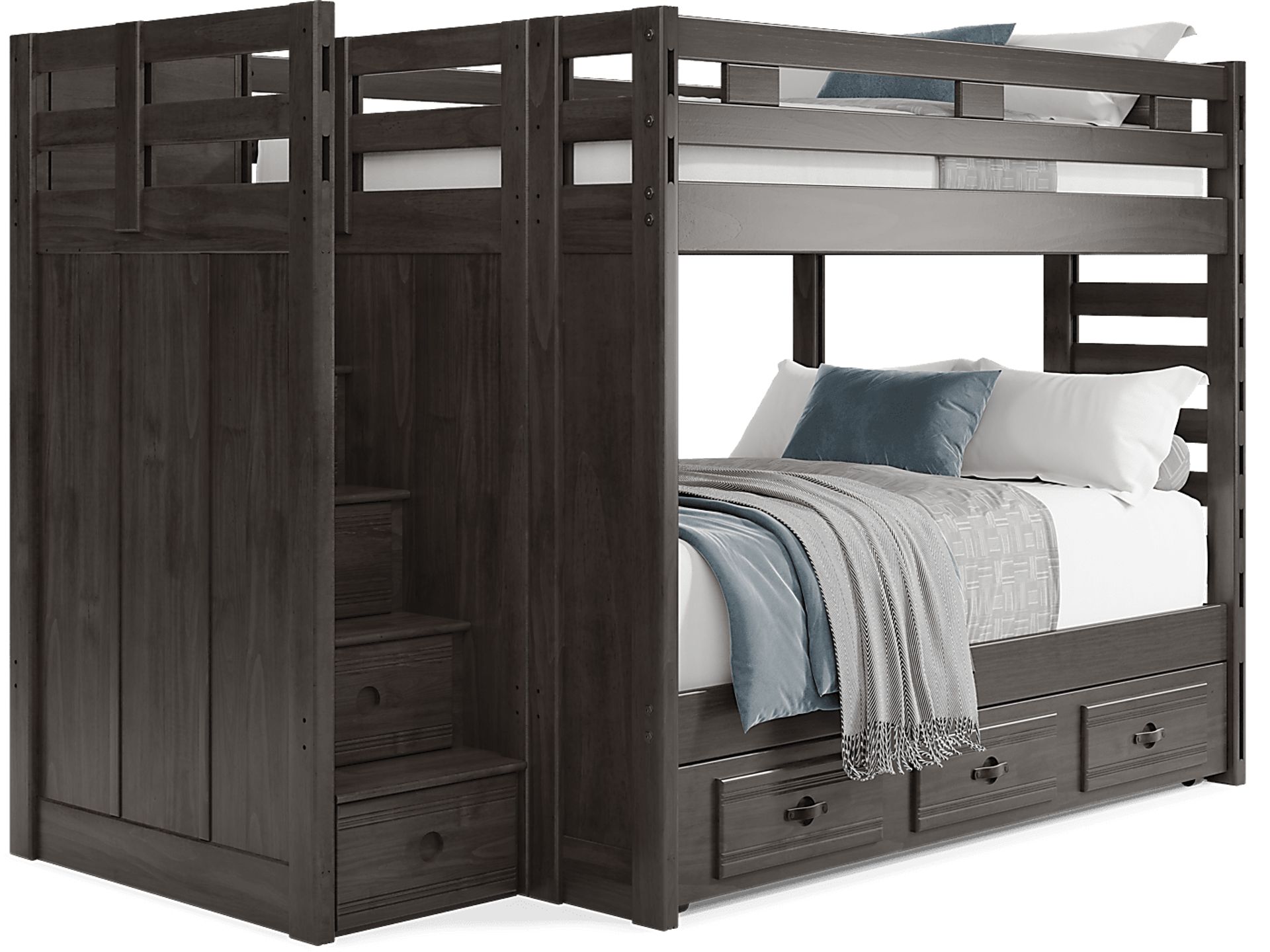 Kids Creekside 2.0 Charcoal Full/Full Step Bunk with Twin Storage Trundle - Image 1