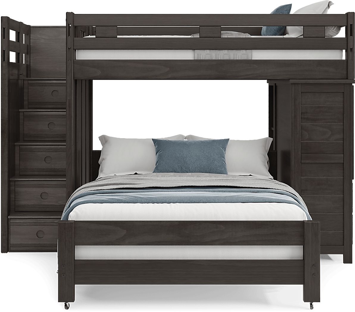 Creekside 2.0 Charcoal Full/Full Step Loft with Loft Chest and Bookcase - Thumbnail 2