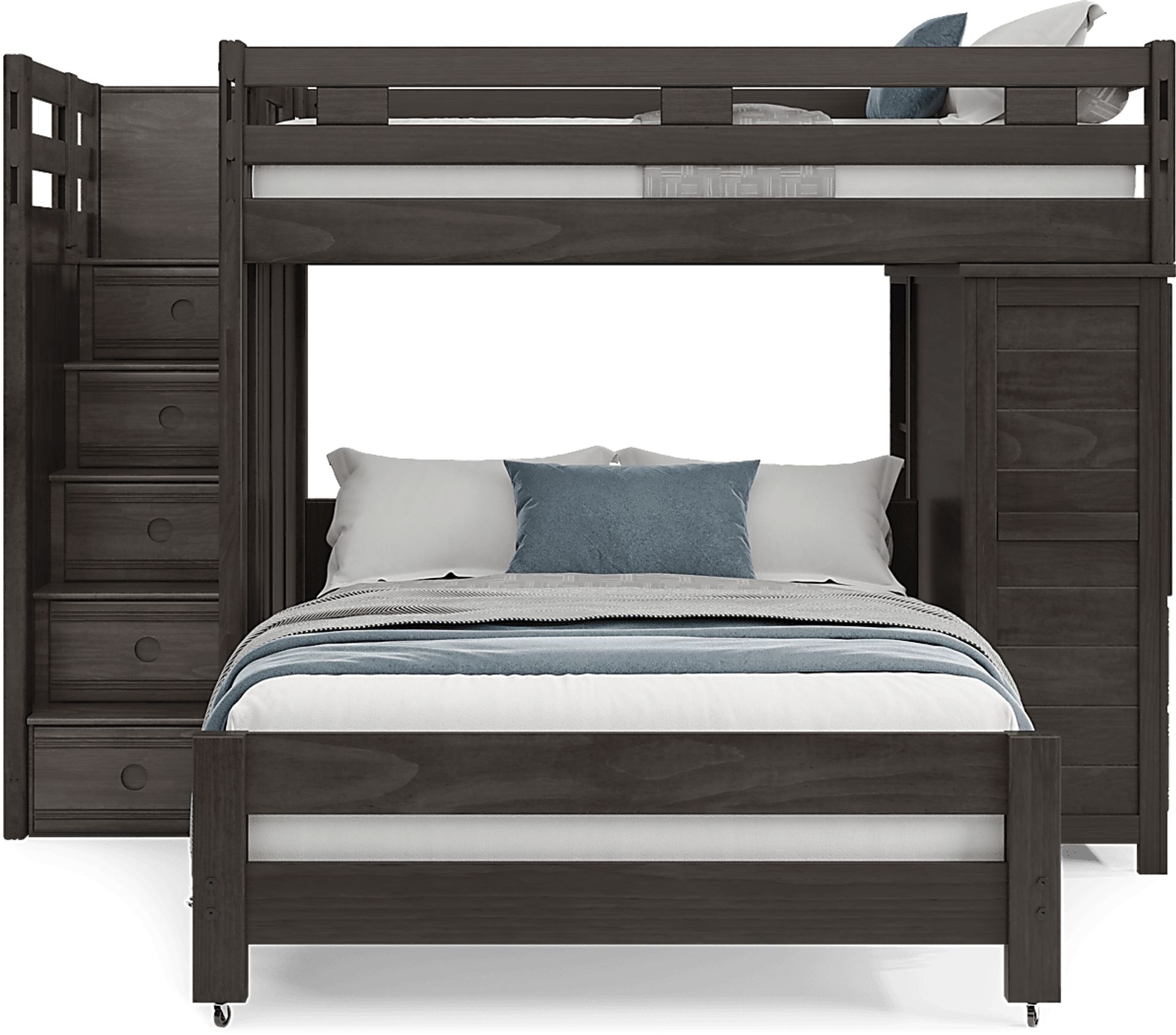 Kids Creekside 2.0 Charcoal Full/Full Step Loft with Loft Chest and Bookcase - Image 2