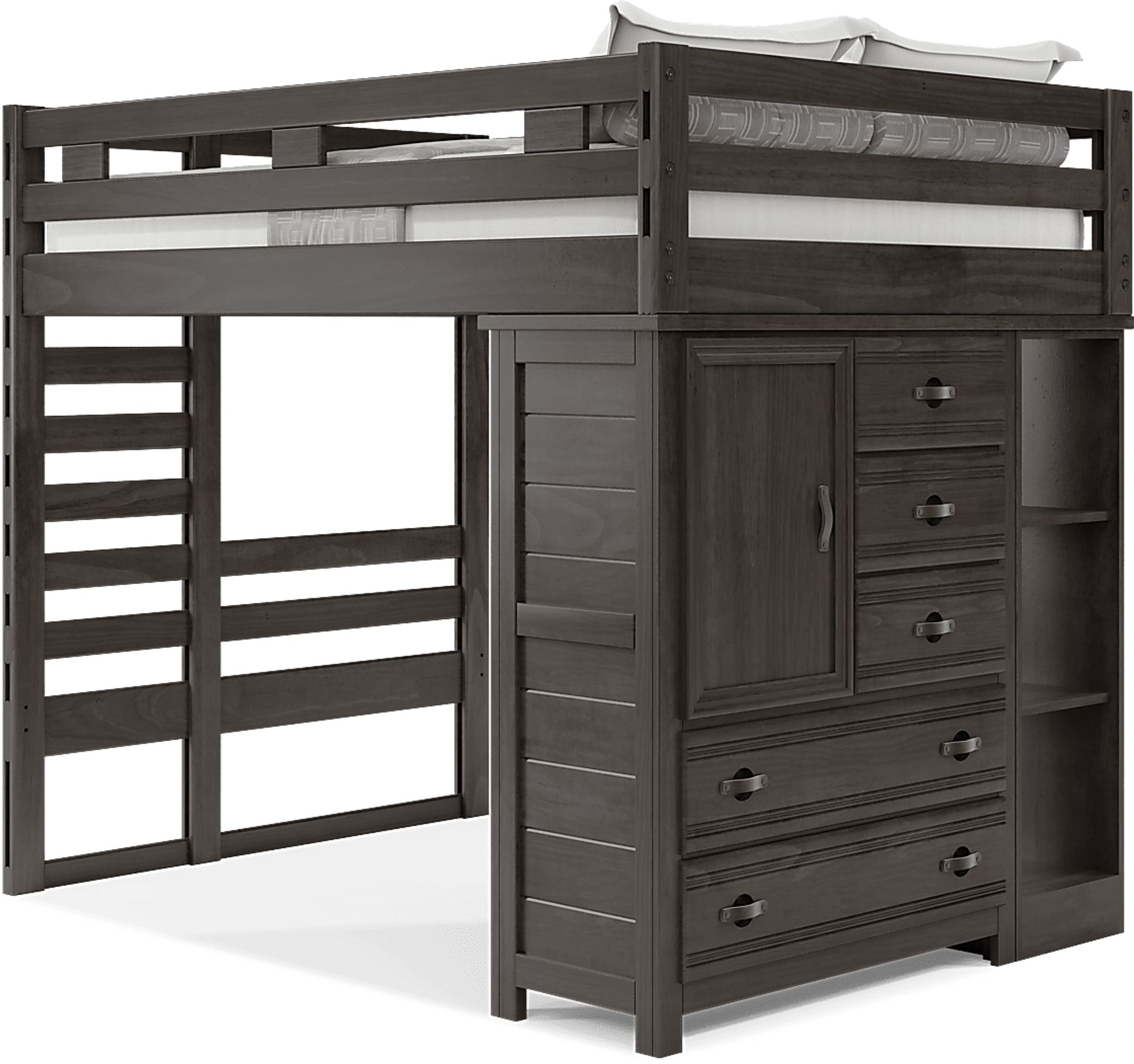 Kids Creekside 2.0 Charcoal Full Loft with Loft Chest and Bookcase - Image 4