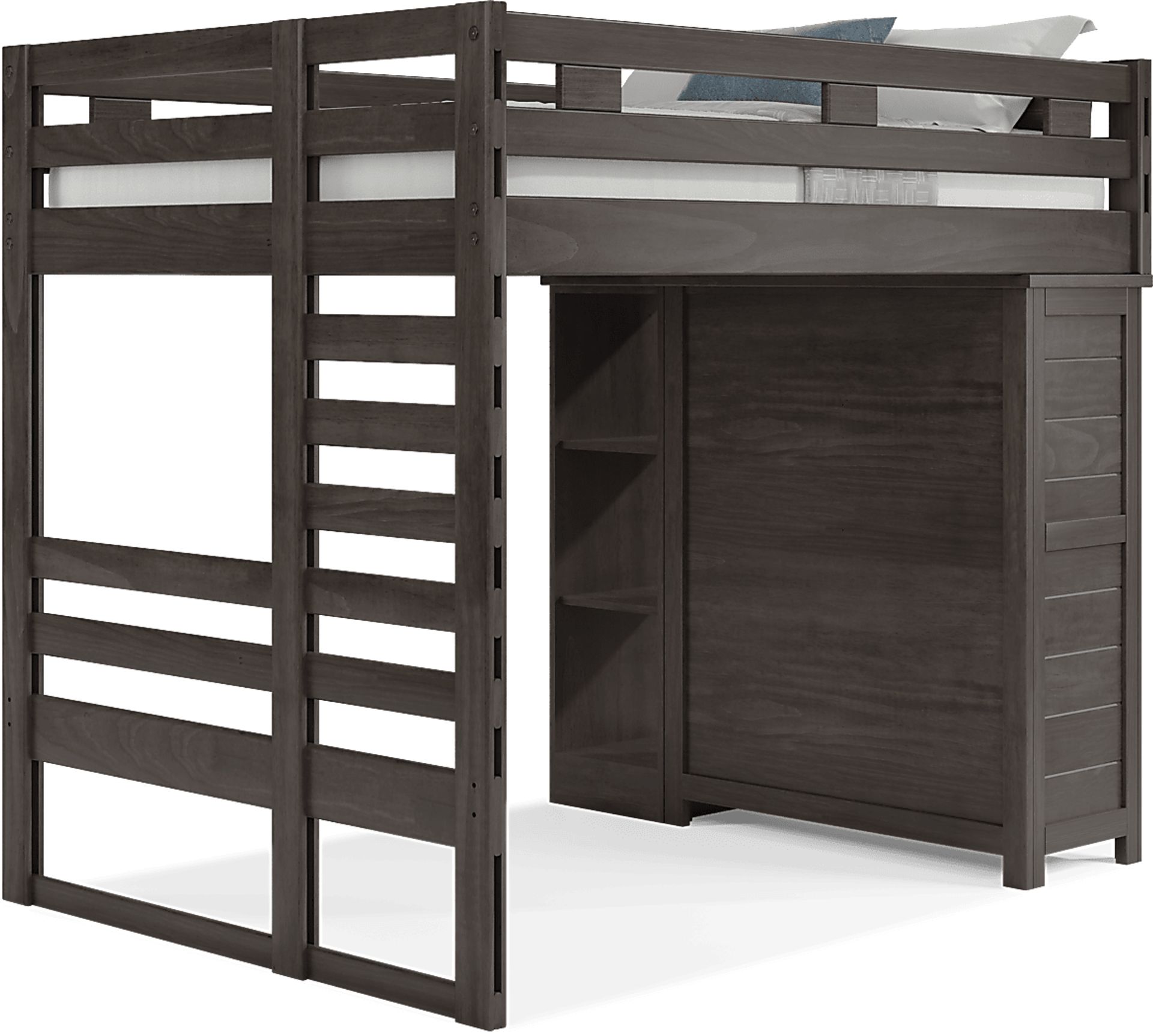 Kids Creekside 2.0 Charcoal Full Loft with Loft Chest and Bookcase - Image 1