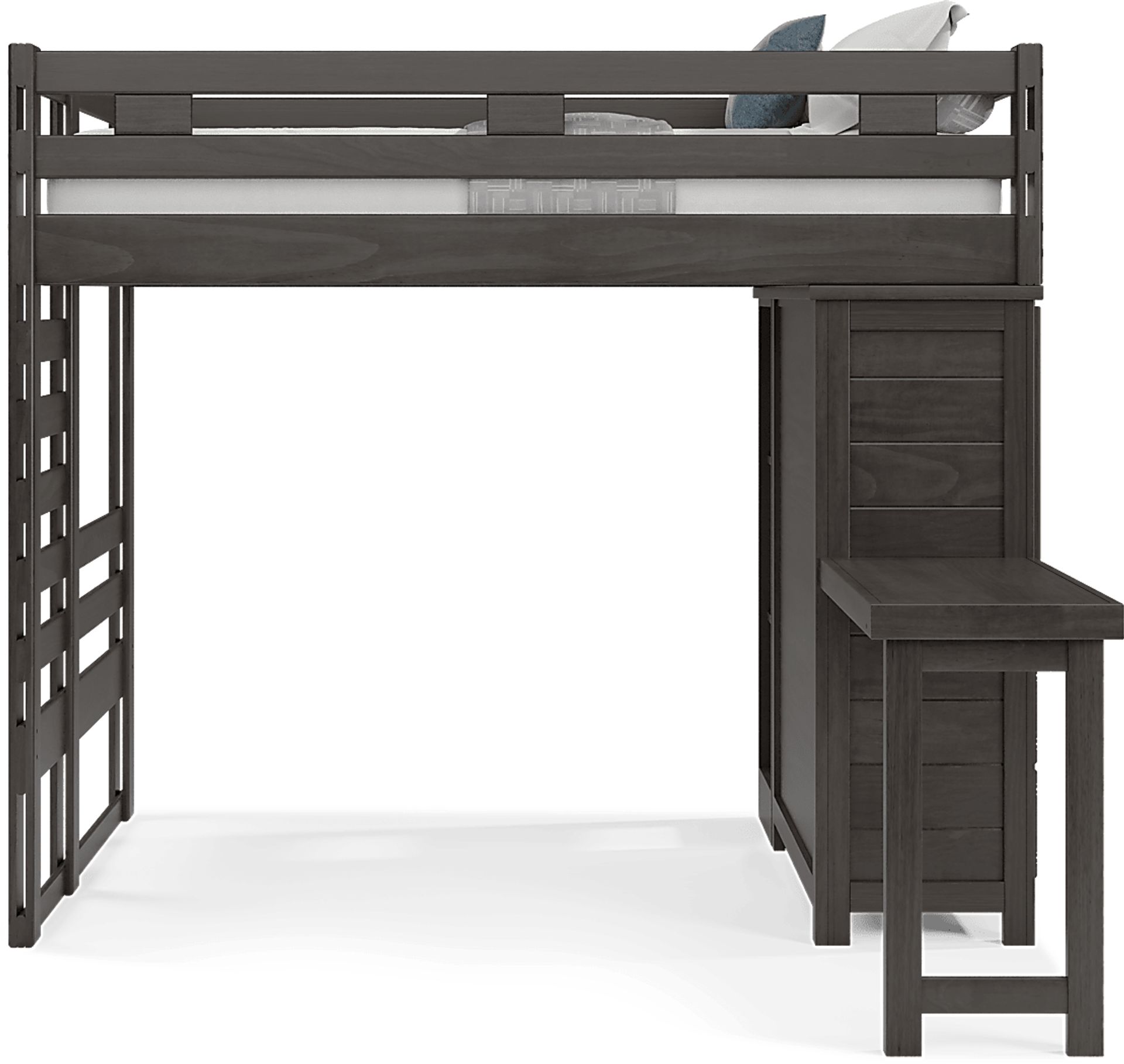 Kids Creekside 2.0 Charcoal Full Loft with Loft Chest, Bookcase and Desk Attachment - Image 2