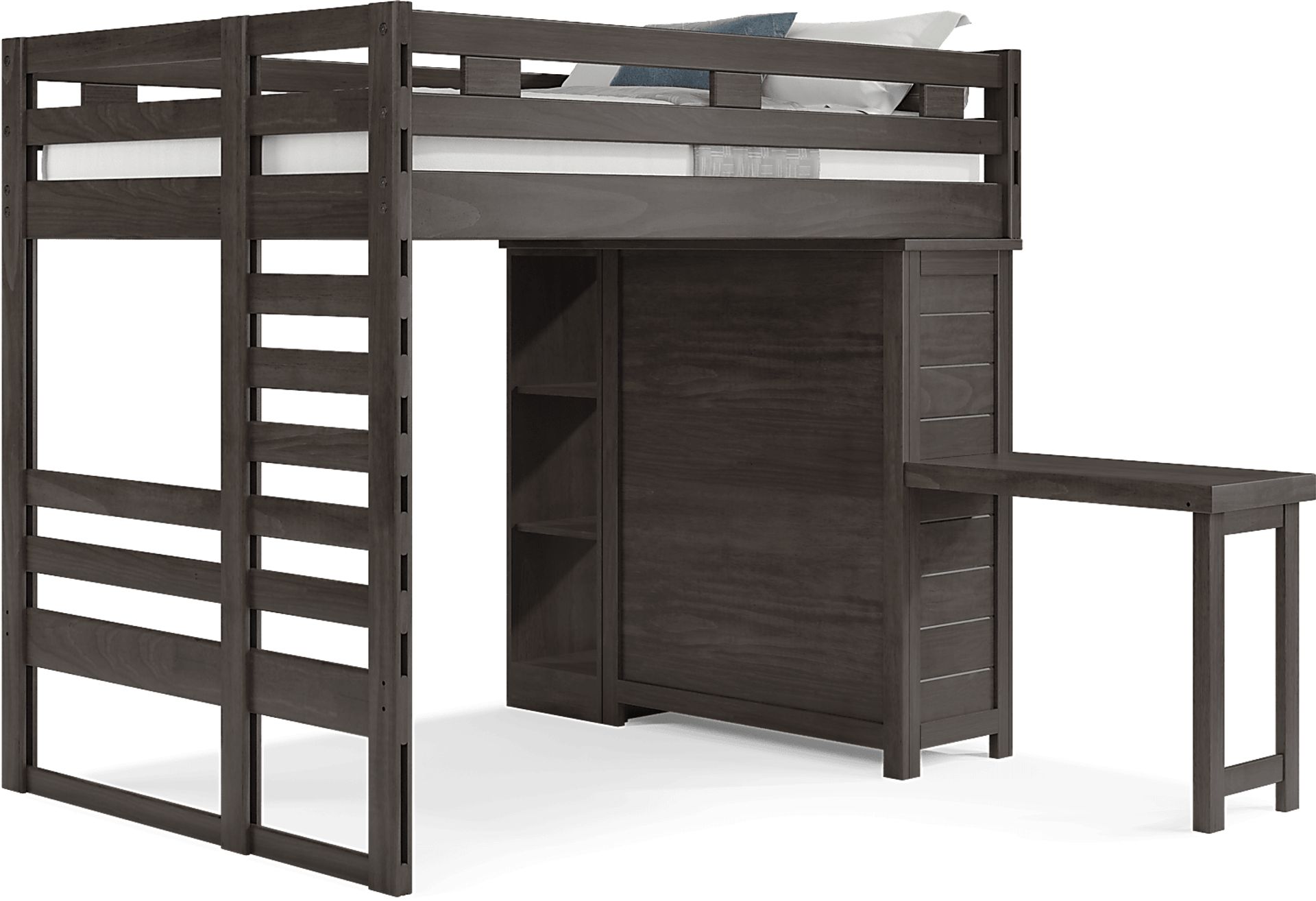 Kids Creekside 2.0 Charcoal Full Loft with Loft Chest, Bookcase and Desk Attachment - Image 1