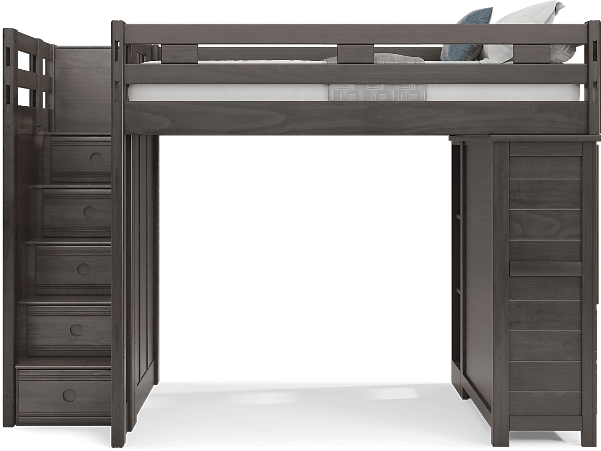 Kids Creekside 2.0 Charcoal Full Step Loft with Loft Chest and Bookcase - Image 2