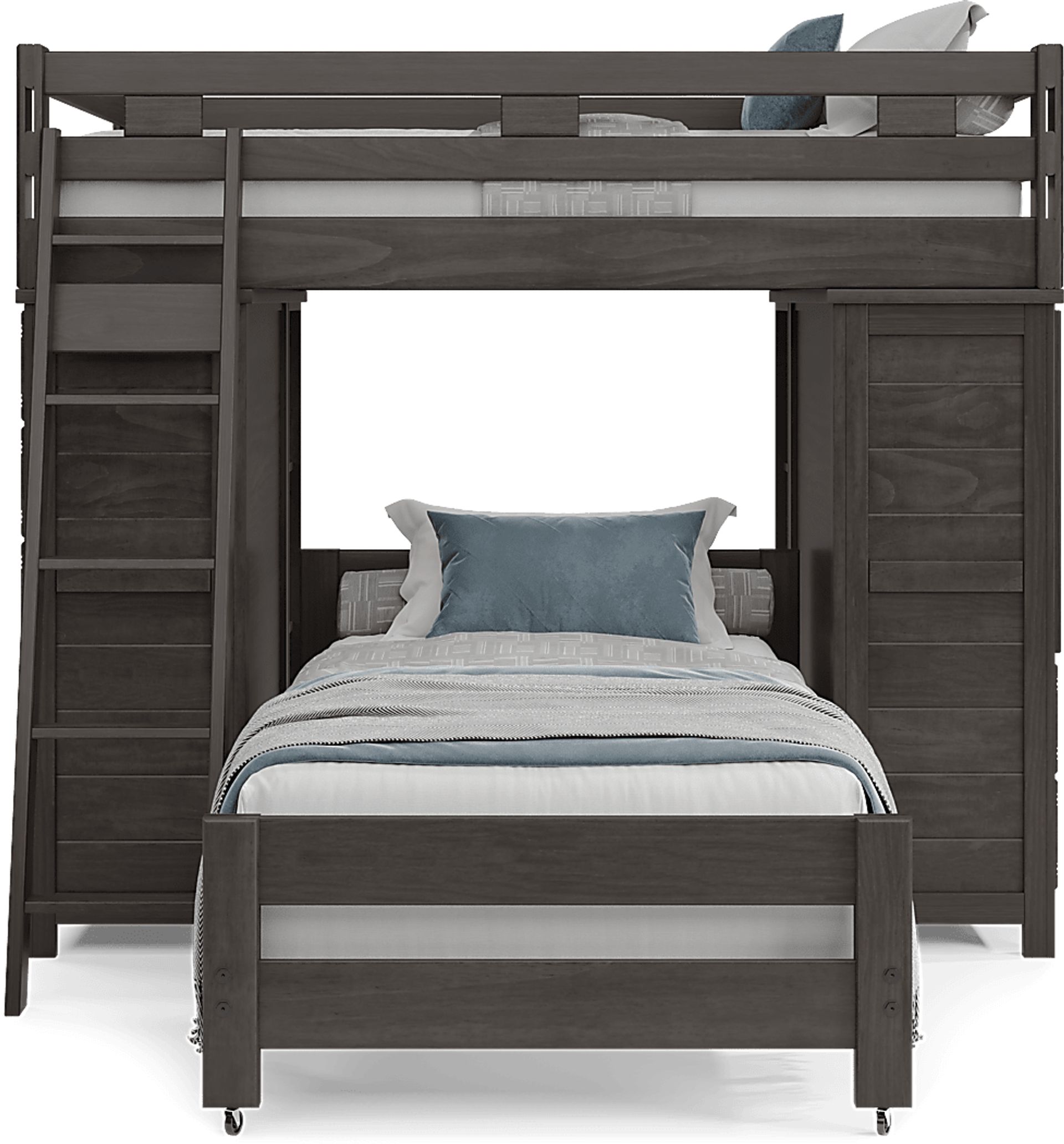 Kids Creekside 2.0 Charcoal Full/Twin Loft with 2 Loft Chests and 2 Bookcases - Image 2
