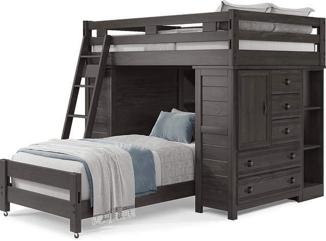 Kids Creekside 2.0 Charcoal Full/Twin Loft with 2 Loft Chests and 2 Bookcases - Thumbnail - Image 3