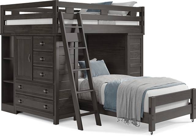 Kids Creekside 2.0 Charcoal Full/Twin Loft with 2 Loft Chests and 2 Bookcases - Thumbnail - Image 1