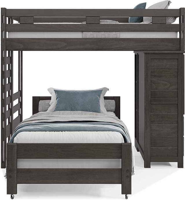 Kids Creekside 2.0 Charcoal Full/Twin Loft with Loft Chest and Bookcase - Thumbnail - Image 2