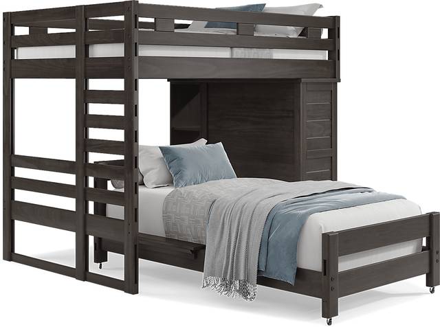 Kids Creekside 2.0 Charcoal Full/Twin Loft with Loft Chest and Bookcase - Thumbnail - Image 1