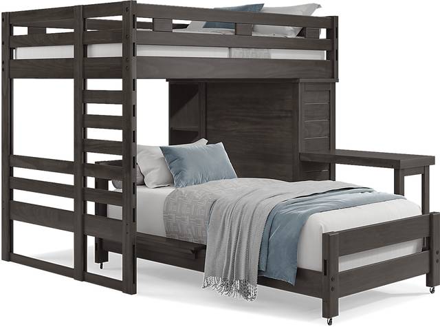 Kids Creekside 2.0 Charcoal Full/Twin Loft with Loft Chest, Bookcase and Desk Attachment - Thumbnail - Image 1