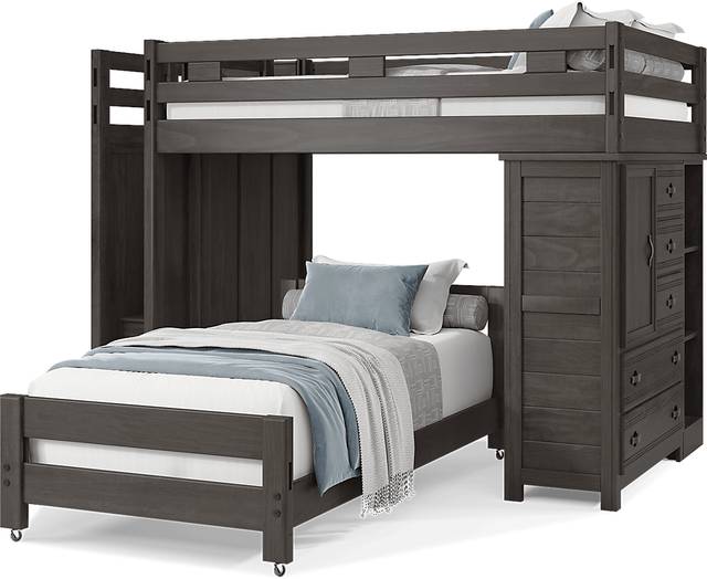 Kids Creekside 2.0 Charcoal Full/Twin Step Loft with Loft Chest and Bookcase - Thumbnail - Image 3