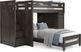 Kids Creekside 2.0 Charcoal Full/Twin Step Loft with Loft Chest and Bookcase