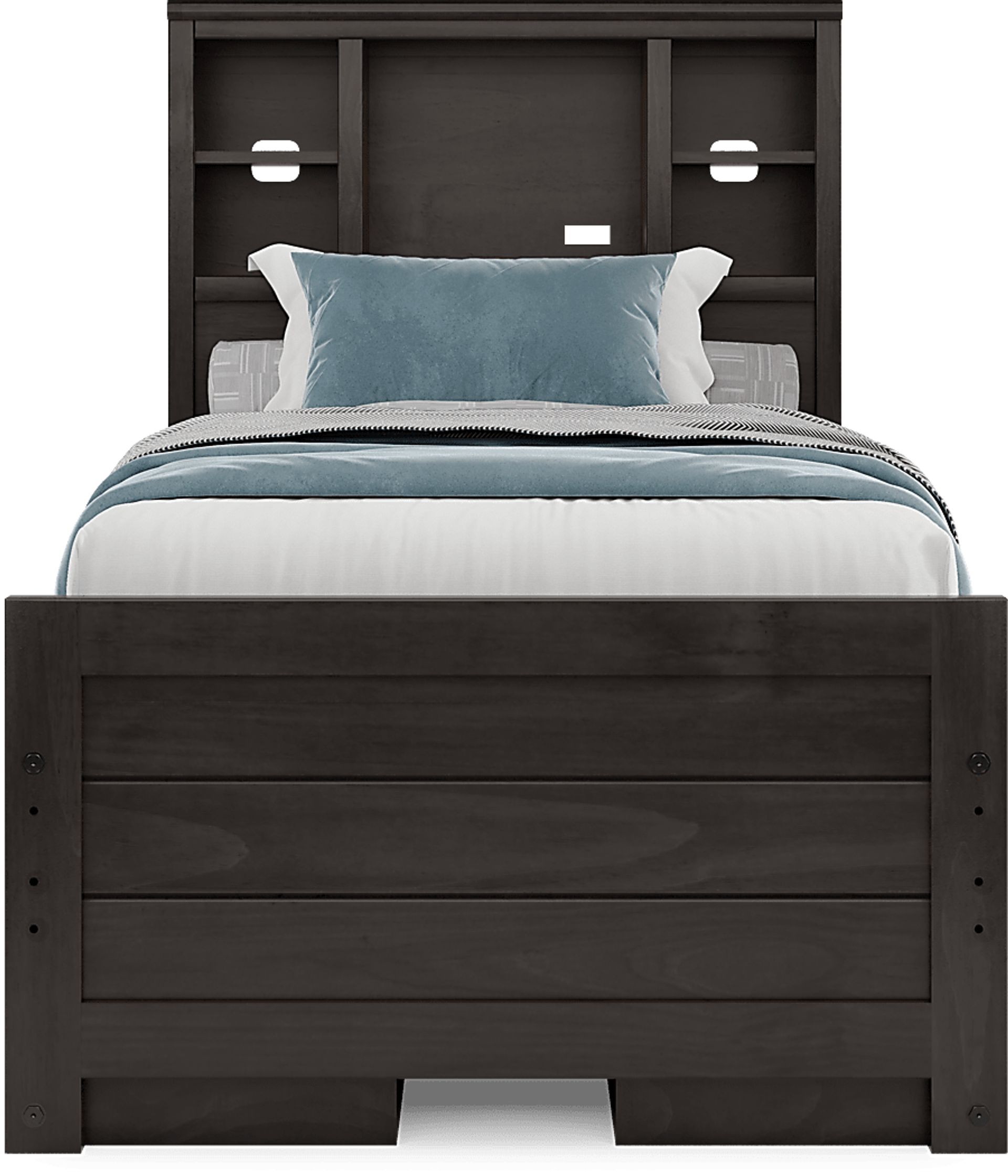 Kids Creekside 2.0 Charcoal Twin Bookcase Bedroom with 2 Storage Side Rails - Image 3