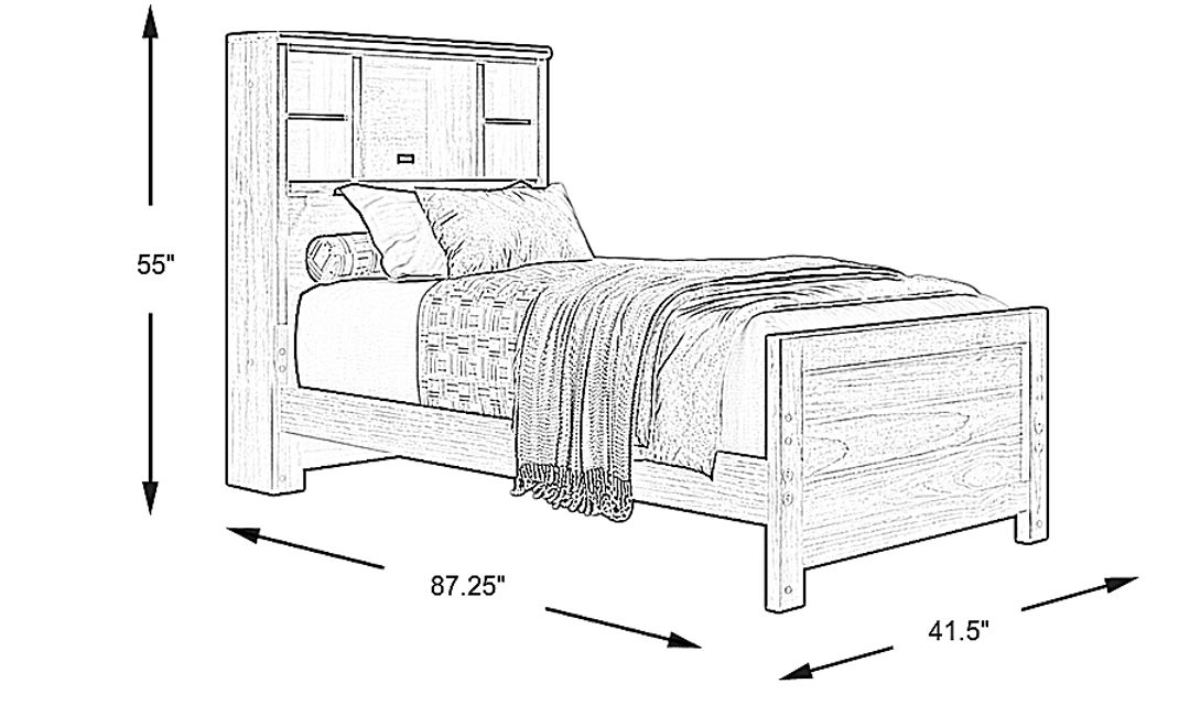 Kids Creekside 2.0 Charcoal Twin Bookcase Bed