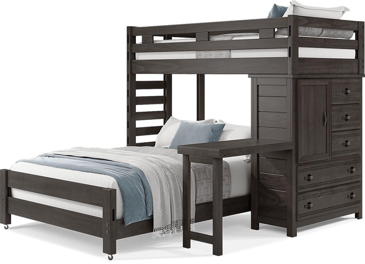 Kids Creekside 2.0 Charcoal Twin/Full Loft with Loft Chest and Desk Attachment