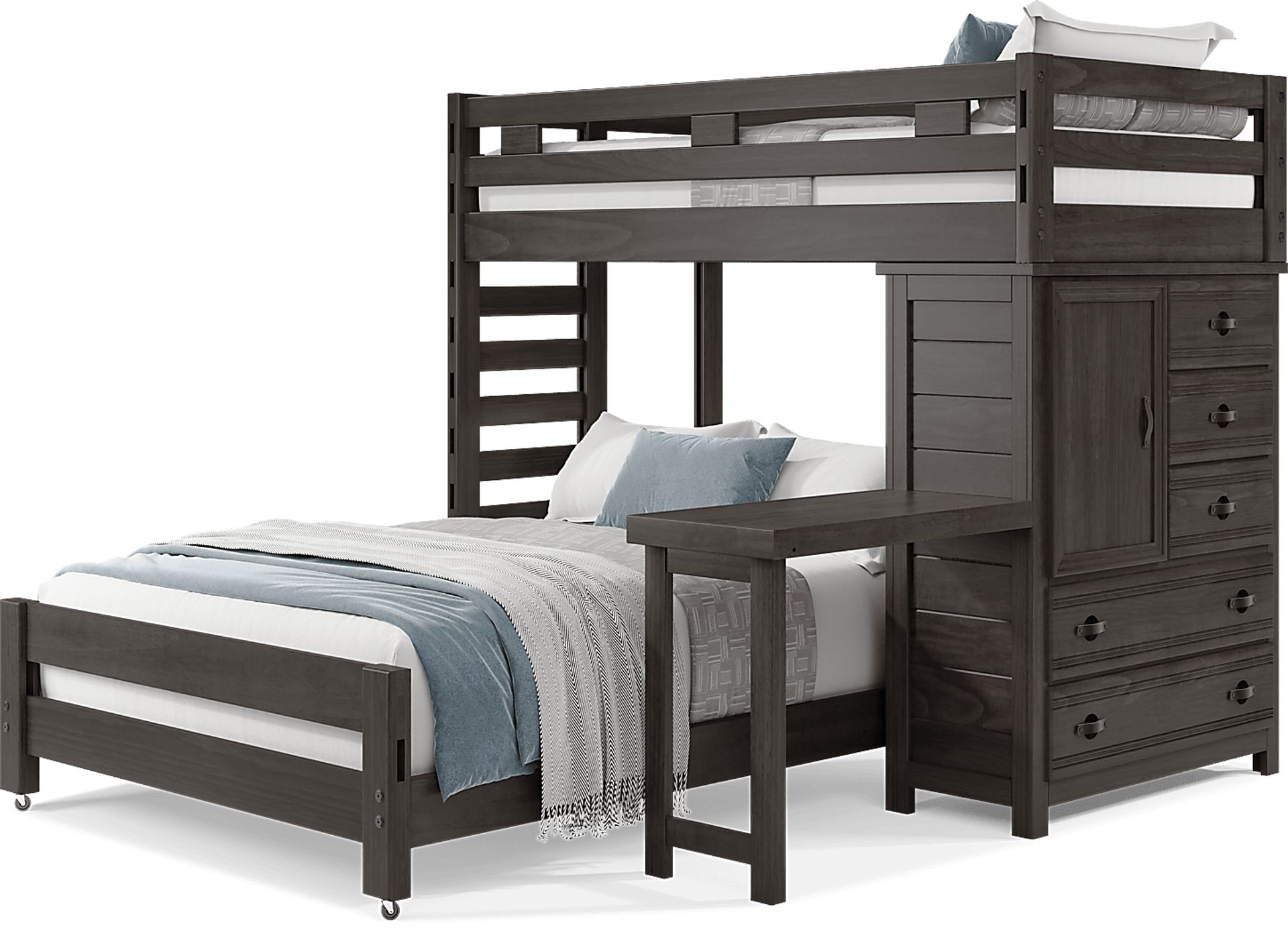 Kids Creekside 2.0 Charcoal Twin/Full Loft with Loft Chest and Desk Attachment - Image 3