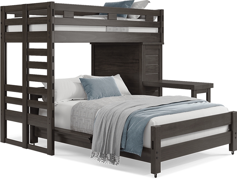 Kids Creekside 2.0 Charcoal Twin/Full Loft with Loft Chest and Desk Attachment