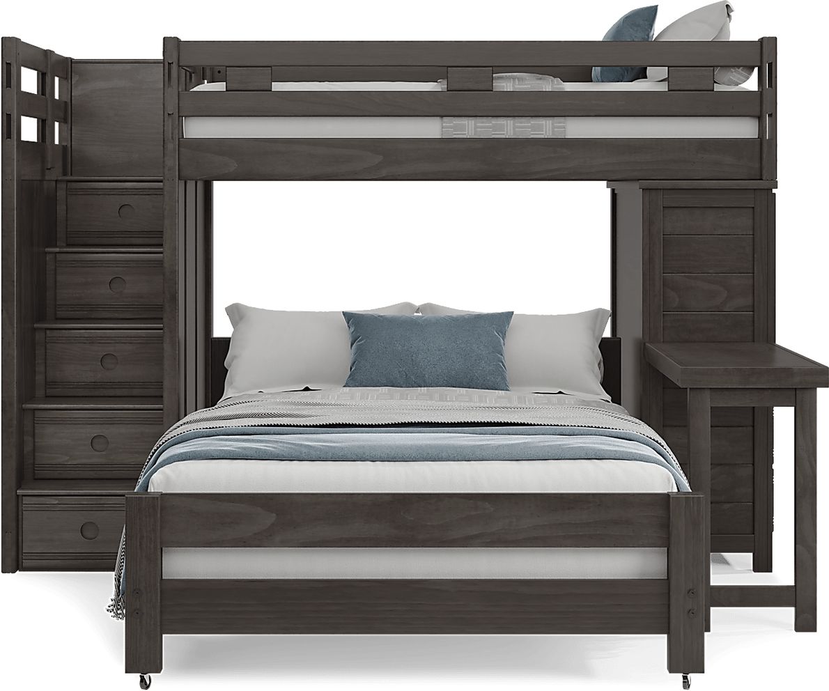 Kids Creekside 2.0 Charcoal Twin/Full Step Loft with Loft Chest and