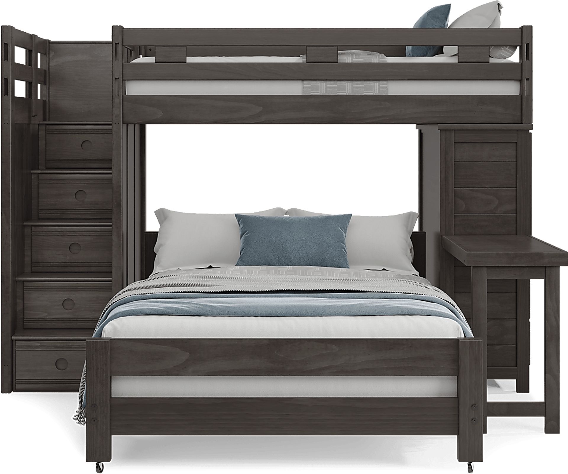 Kids Creekside 2.0 Charcoal Twin/Full Step Loft with Loft Chest and Desk Attachment - Image 2