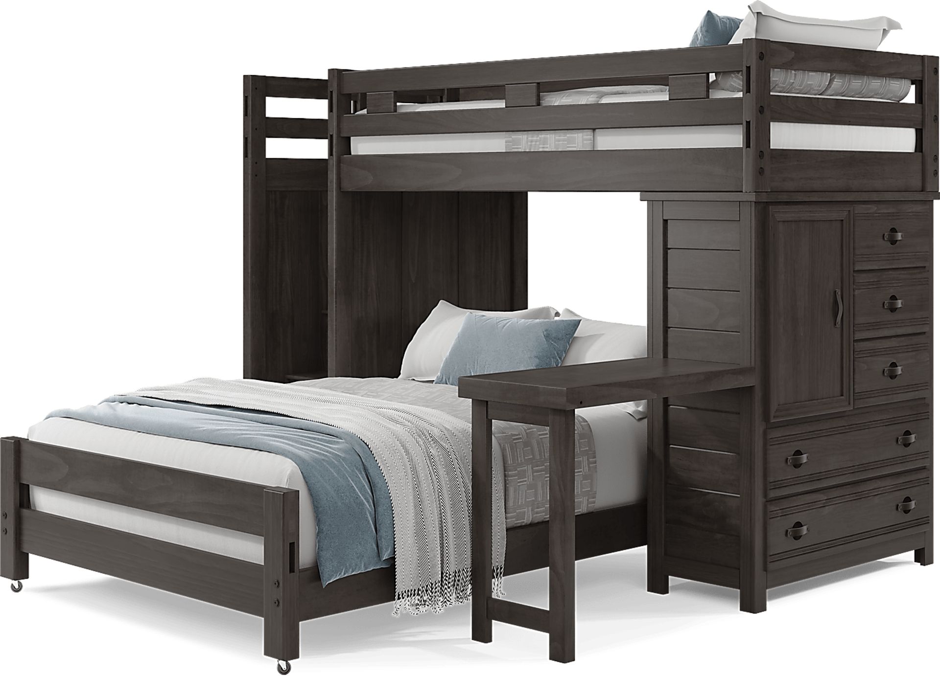 Kids Creekside 2.0 Charcoal Twin/Full Step Loft with Loft Chest and Desk Attachment - Image 3