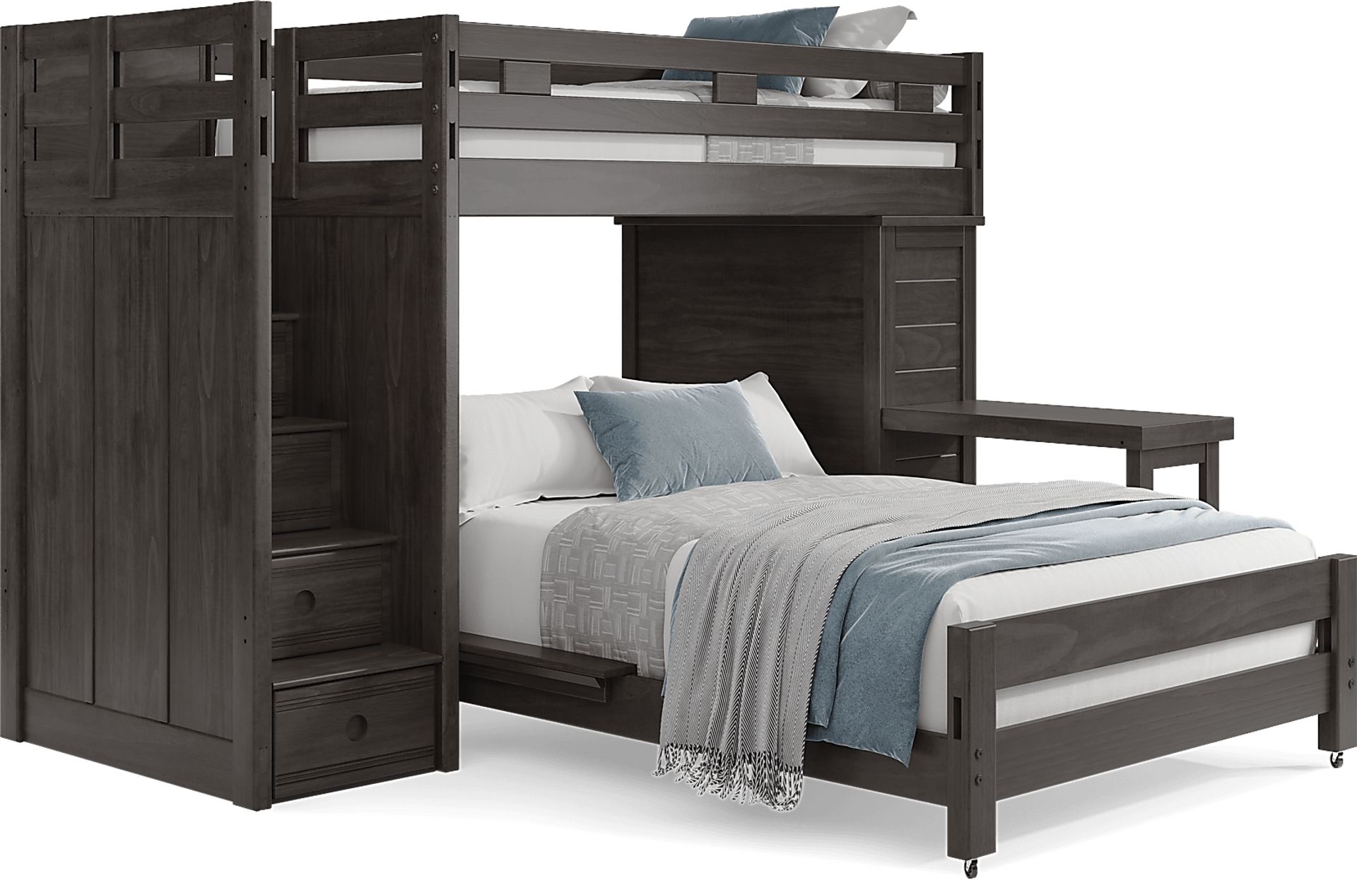 Kids Creekside 2.0 Charcoal Twin/Full Step Loft with Loft Chest and Desk Attachment - Image 1