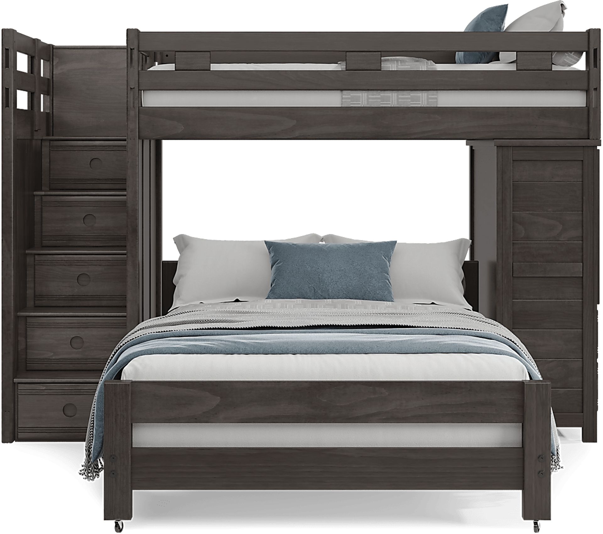 Kids Creekside 2.0 Charcoal Twin/Full Step Loft with Loft Chest - Image 2