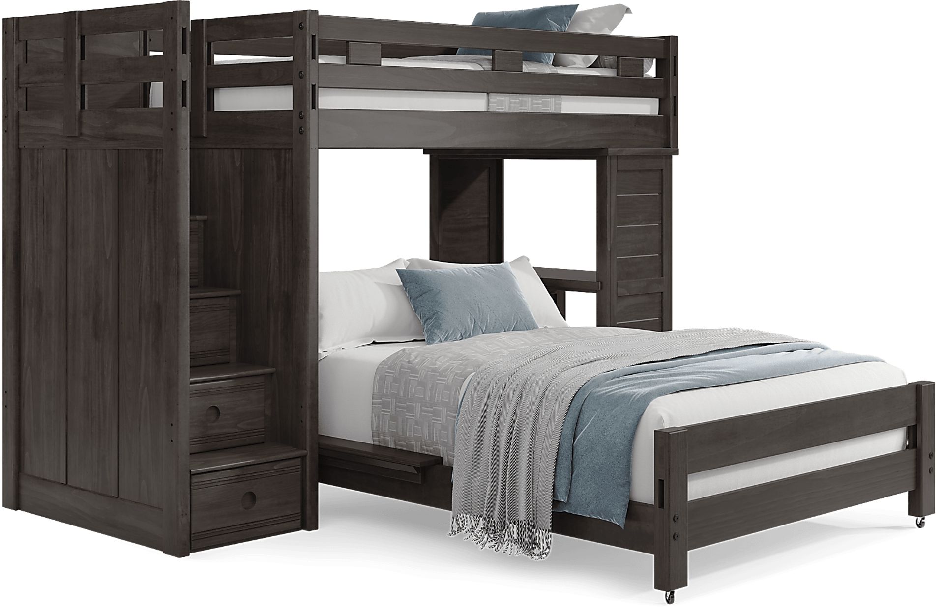 Kids Creekside 2.0 Charcoal Twin/Full Step Loft with Loft Desk - Image 1