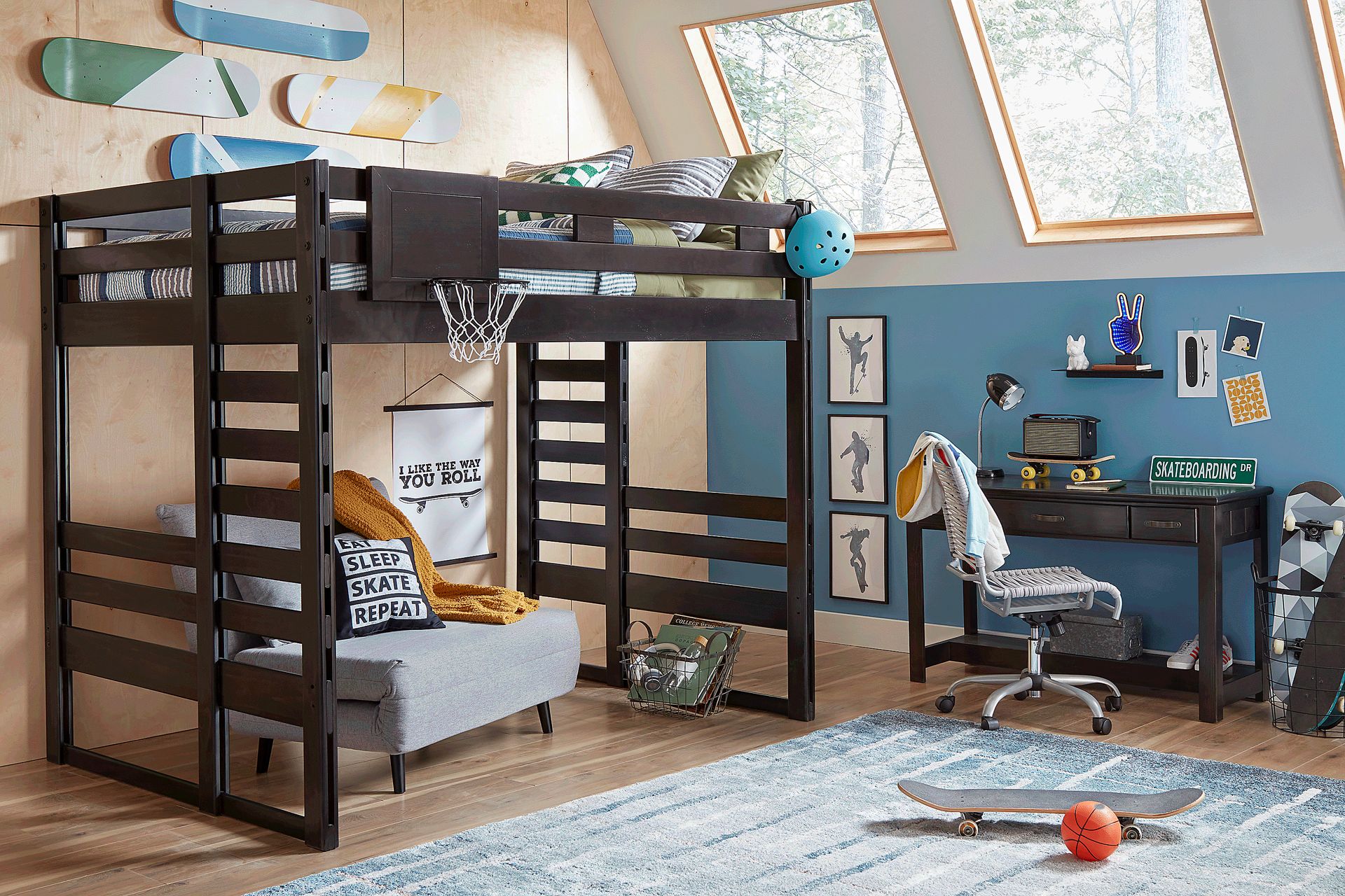 Kids Creekside 2.0 Charcoal Twin Loft Bed - Image 2