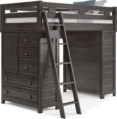 Kids Creekside 2.0 Charcoal Twin Loft with 2 Loft Chests