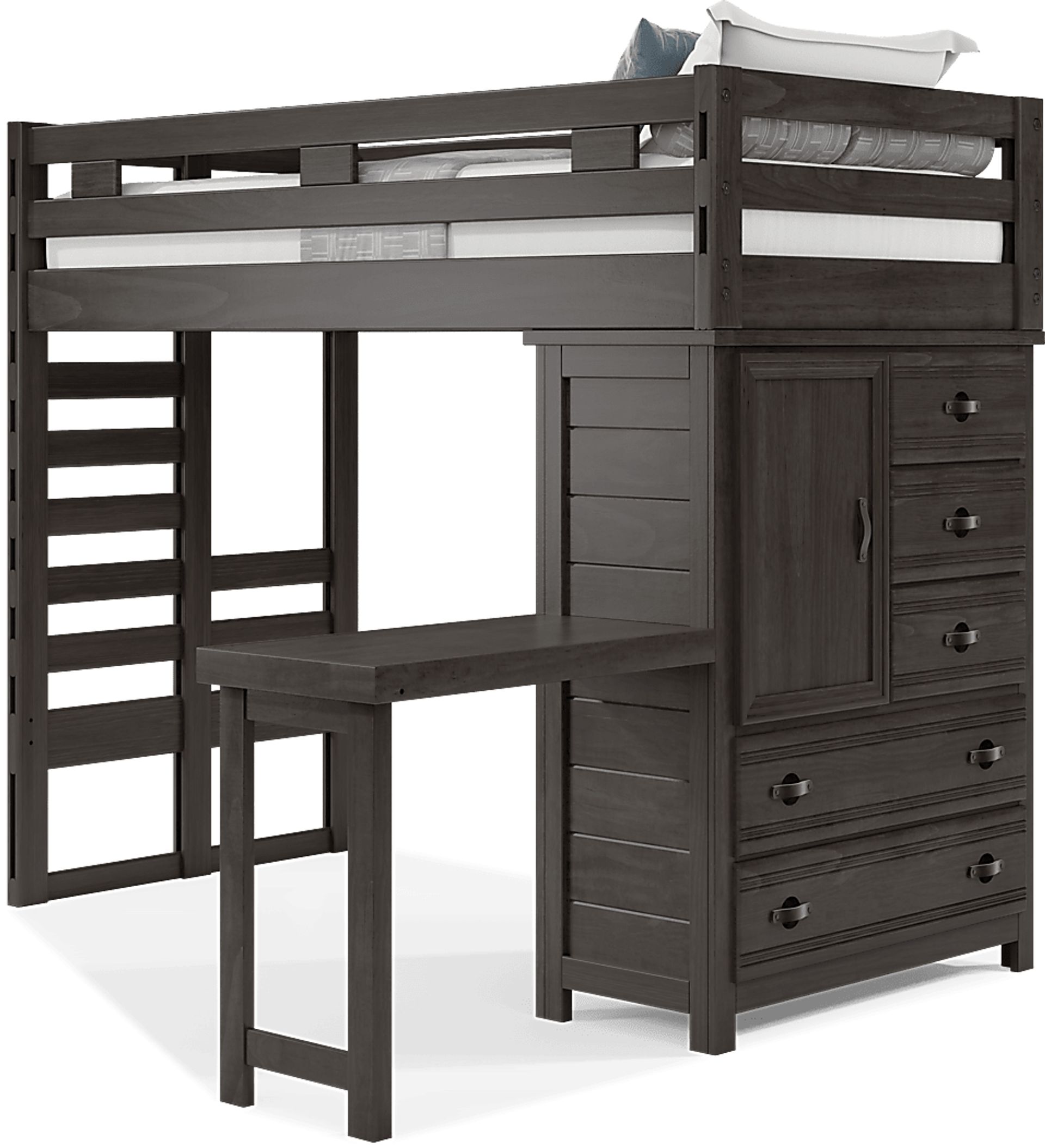 Kids Creekside 2.0 Charcoal Twin Loft with Loft Chest and Desk Attachment - Image 3