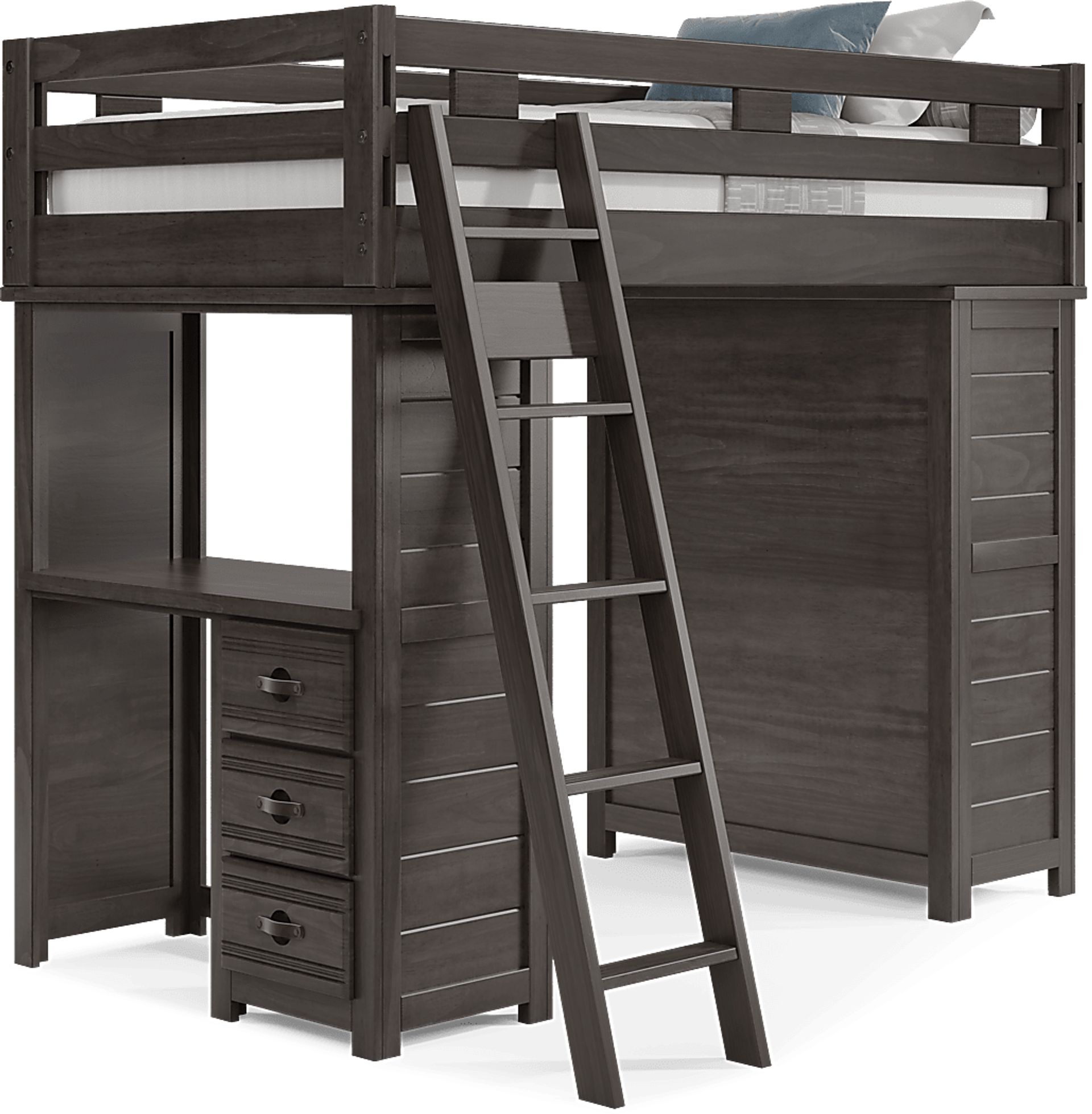 Kids Creekside 2.0 Charcoal Twin Loft with Loft Chest and Desk - Image 1