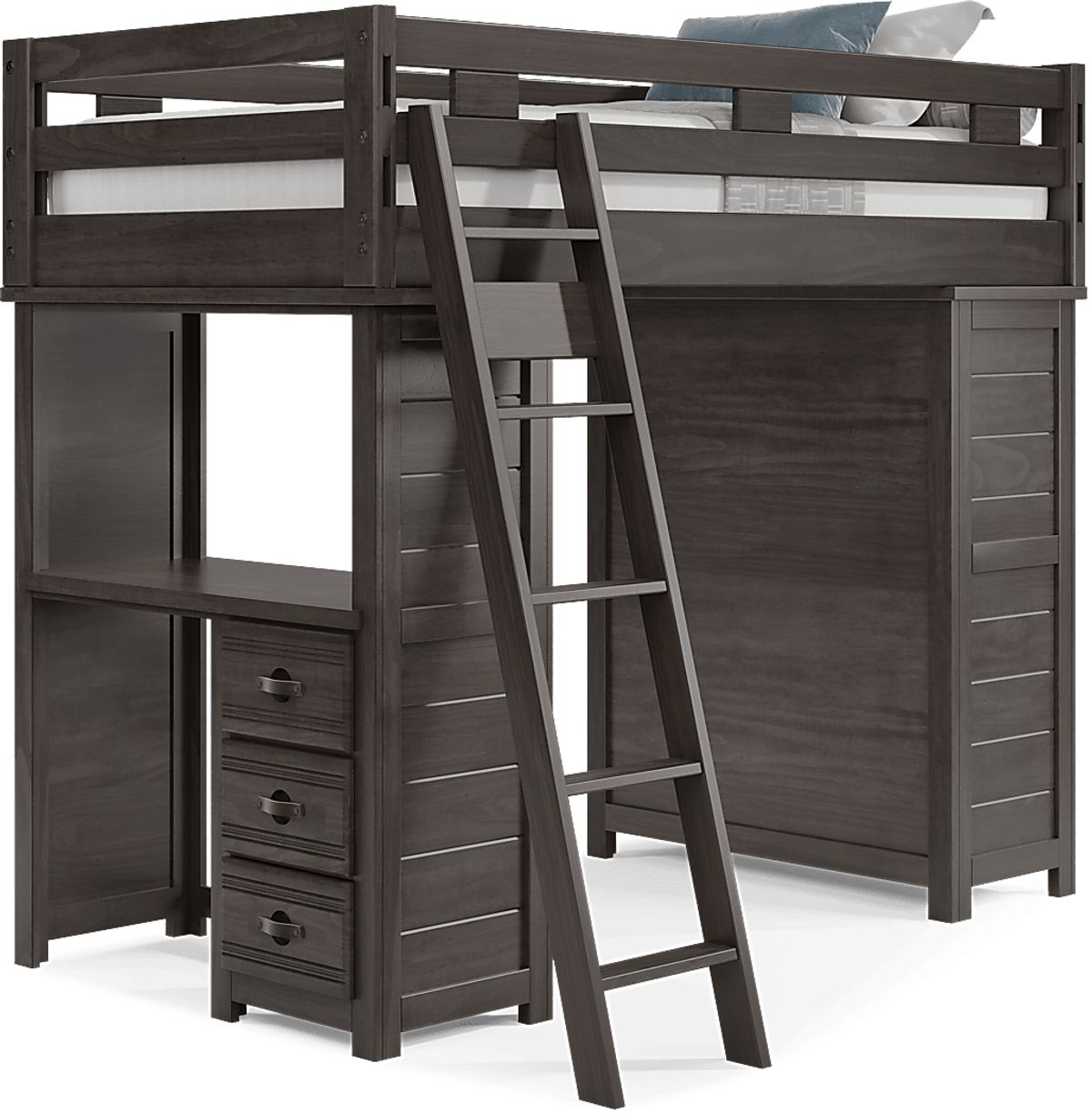 Creekside 2.0 Charcoal Gray Twin Loft With Chest & Desk | Rooms to Go