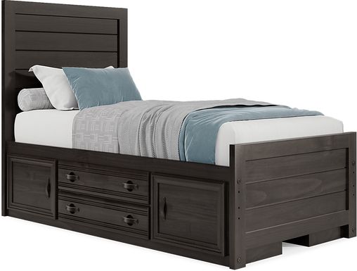 Kids Creekside 2.0 Charcoal Twin Panel Bed with 2 Storage Side Rails