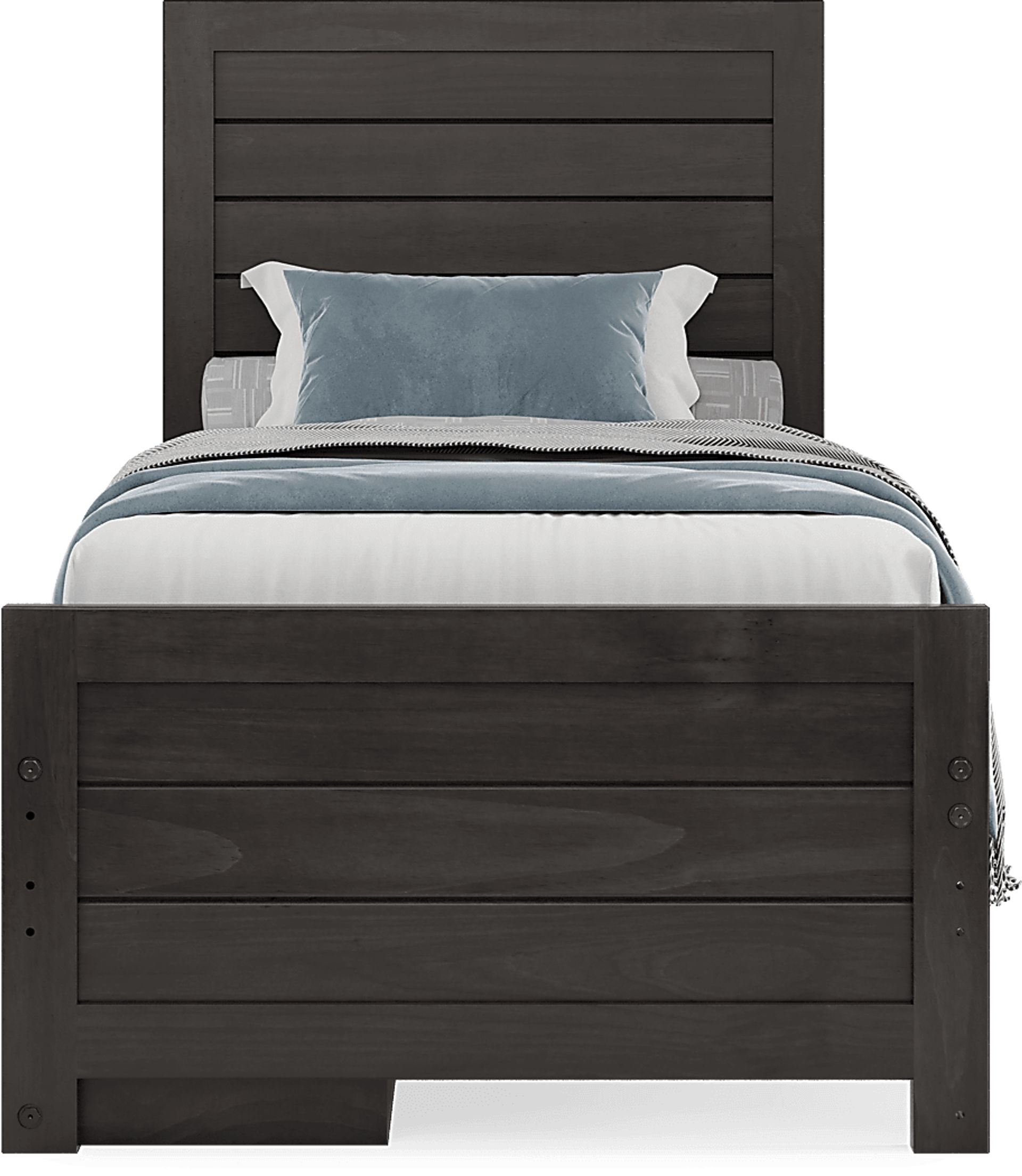 Kids Creekside 2.0 Charcoal Twin Panel Bed with Storage Side Rail - Image 2