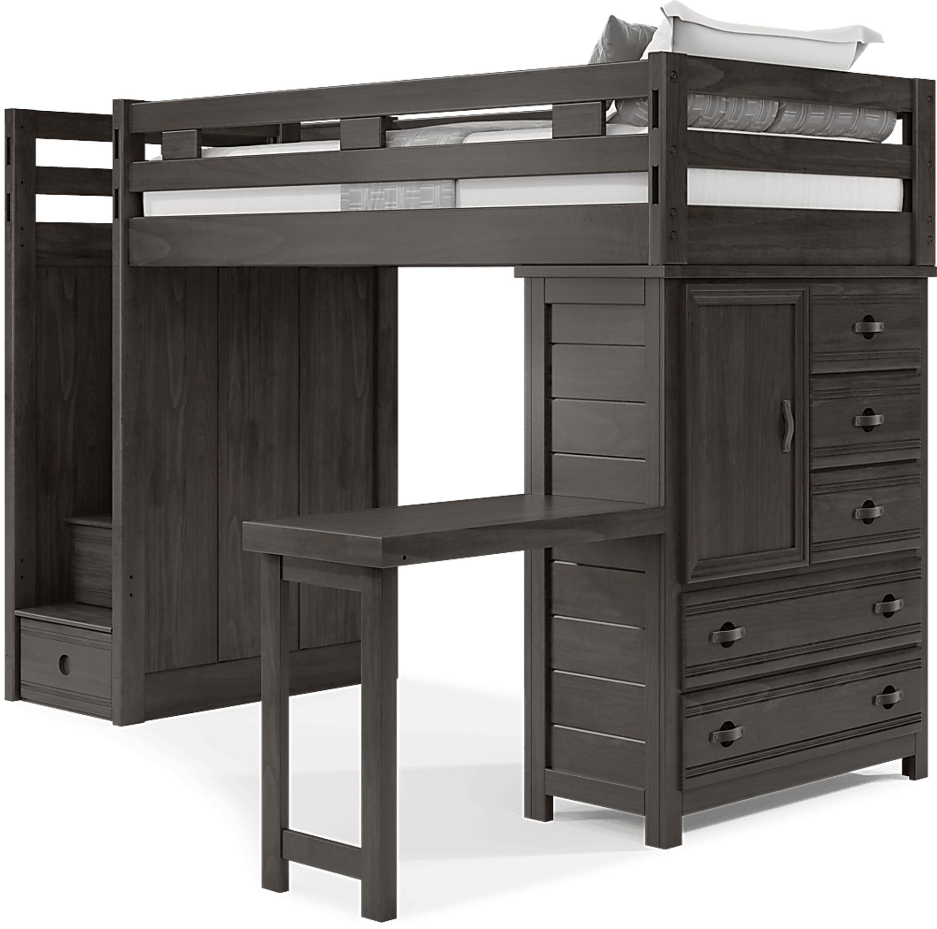 Kids Creekside 2.0 Charcoal Twin Step Loft with Loft Chest and Desk Attachment - Image 3