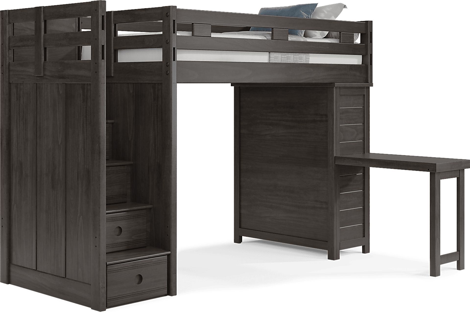 Kids Creekside 2.0 Charcoal Twin Step Loft with Loft Chest and Desk Attachment - Image 1