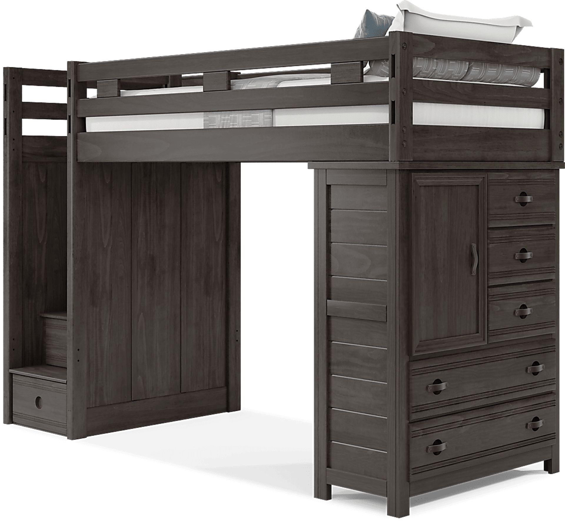 Kids Creekside 2.0 Charcoal Twin Step Loft with Loft Chest - Image 3