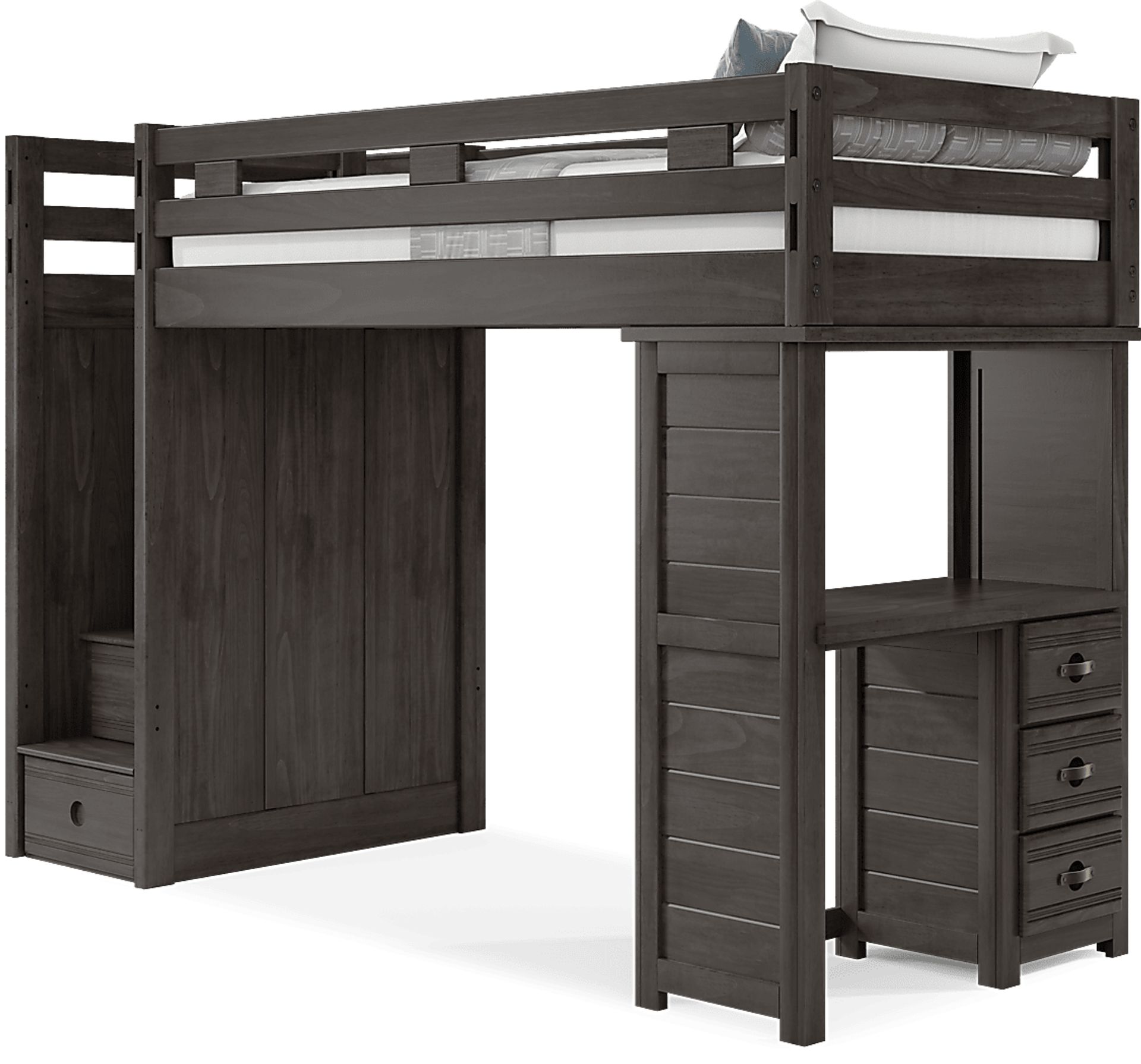 Kids Creekside 2.0 Charcoal Twin Step Loft with Loft Desk - Image 3