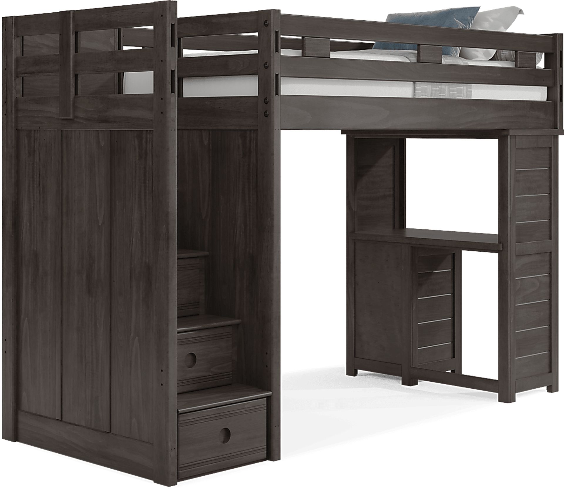 Kids Creekside 2.0 Charcoal Twin Step Loft with Loft Desk - Image 1