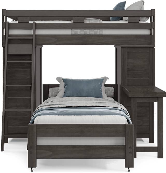 Kids Creekside 2.0 Charcoal Twin/Twin Loft with 2 Loft Chests and Desk Attachment - Thumbnail - Image 2