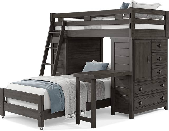 Kids Creekside 2.0 Charcoal Twin/Twin Loft with 2 Loft Chests and Desk Attachment - Thumbnail - Image 3