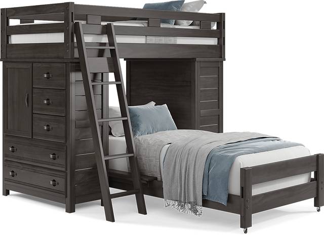 Kids Creekside 2.0 Charcoal Twin/Twin Loft with 2 Loft Chests - Thumbnail - Image 1